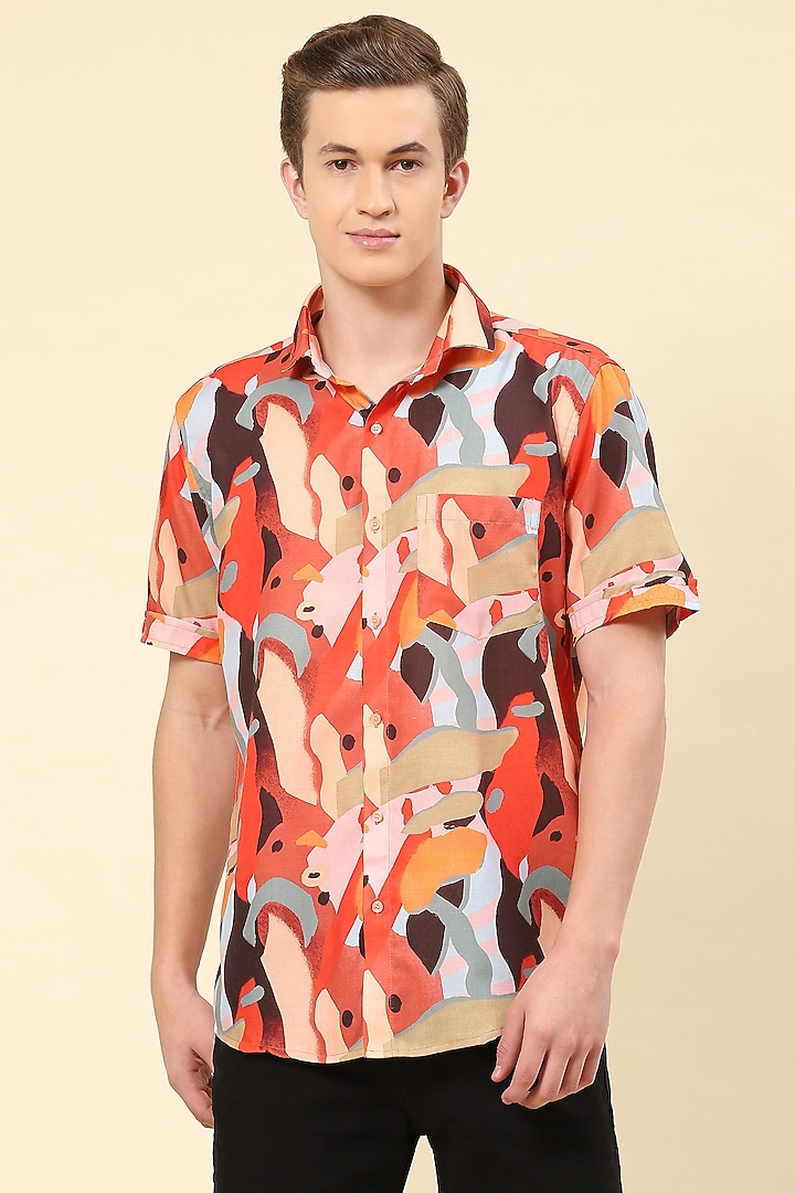 Multi-Colored Cotton Printed Party Wear Shirt by Soniya G Men at Pernia's Pop Up Shop