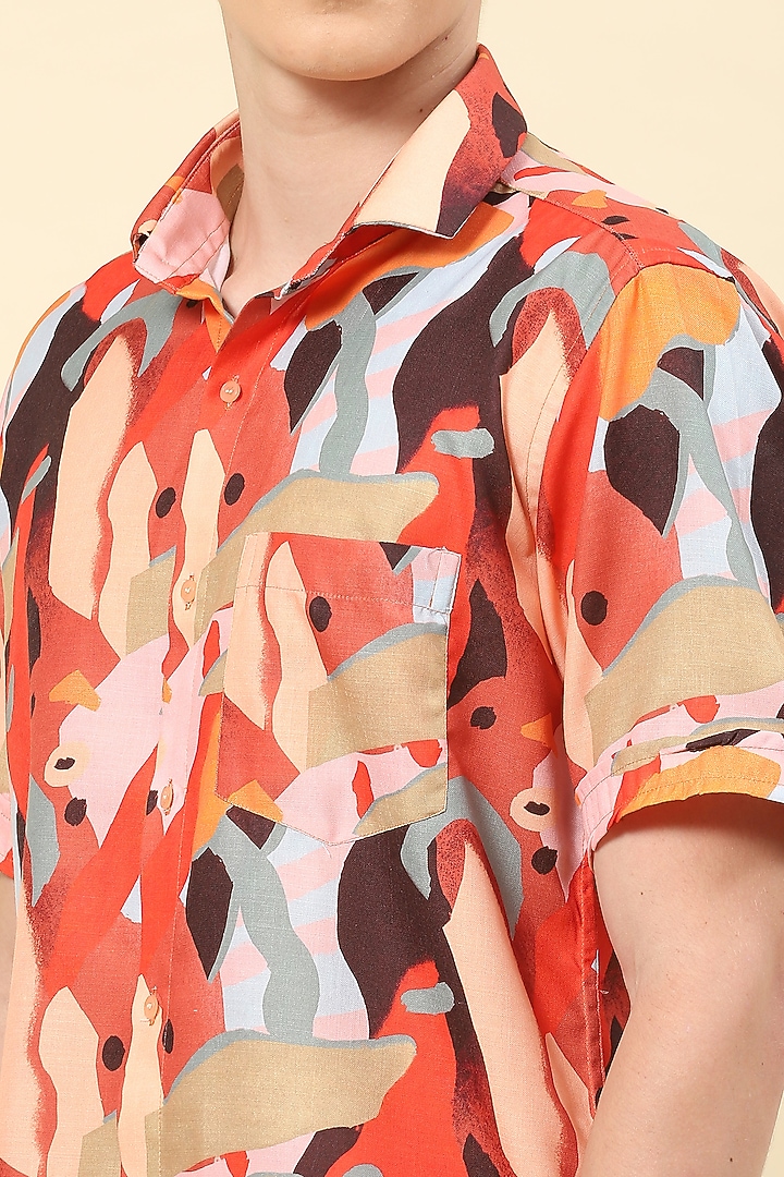 Multi-Colored Cotton Printed Party Wear Shirt by Soniya G Men at Pernia's Pop Up Shop