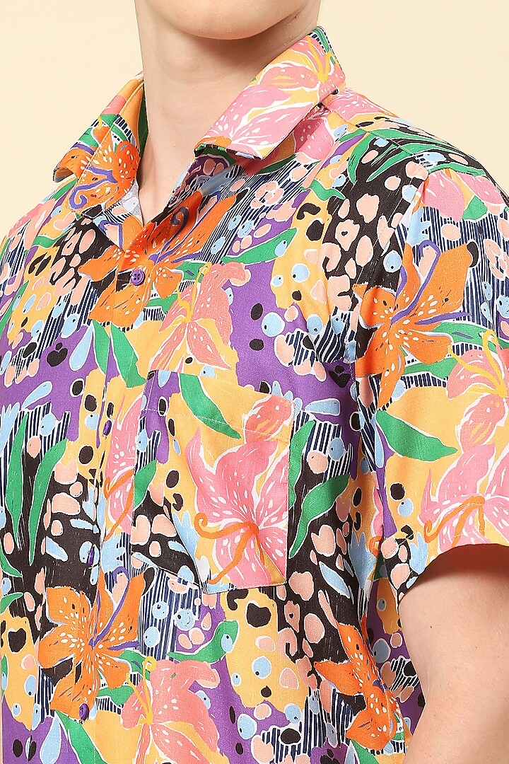 Multi-Colored Cotton Printed Party Wear Shirt by Soniya G Men at Pernia's Pop Up Shop