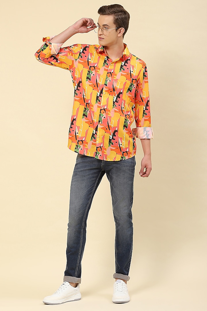 Multi-Colored Cotton Printed Party Wear Shirt by Soniya G Men at Pernia's Pop Up Shop