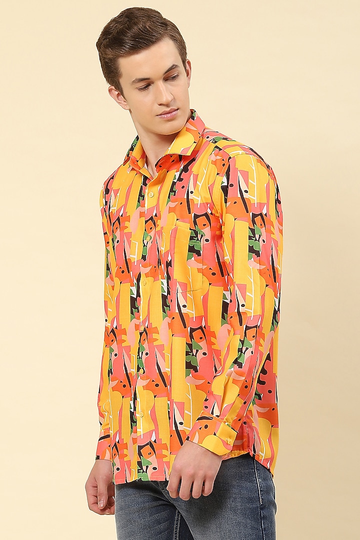 Multi-Colored Cotton Printed Party Wear Shirt by Soniya G Men at Pernia's Pop Up Shop