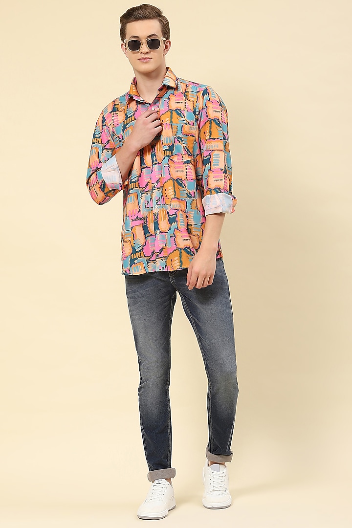 Multi-Colored Cotton Printed Party Wear Shirt by Soniya G Men at Pernia's Pop Up Shop