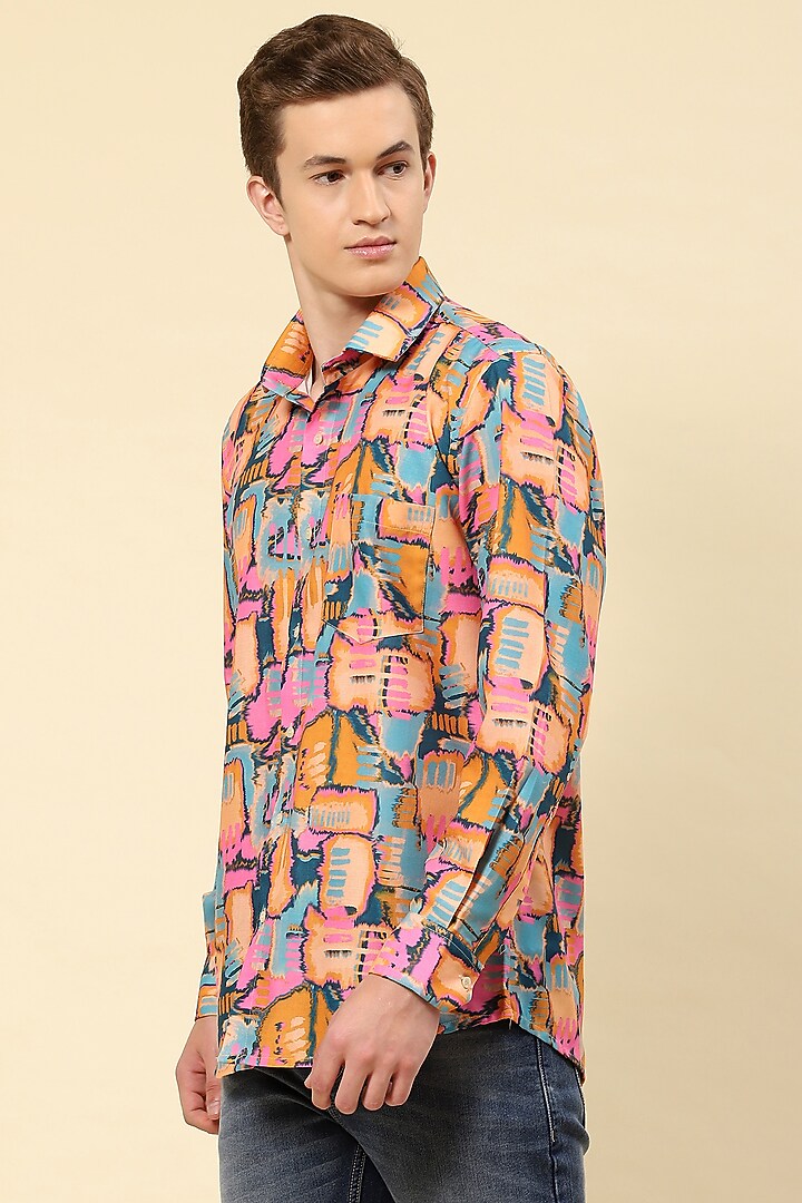 Multi-Colored Cotton Printed Party Wear Shirt by Soniya G Men at Pernia's Pop Up Shop