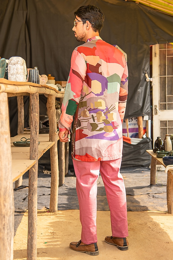 Multi-Colored Cotton Silk Floral Printed Kurta Set by Soniya G Men at Pernia's Pop Up Shop