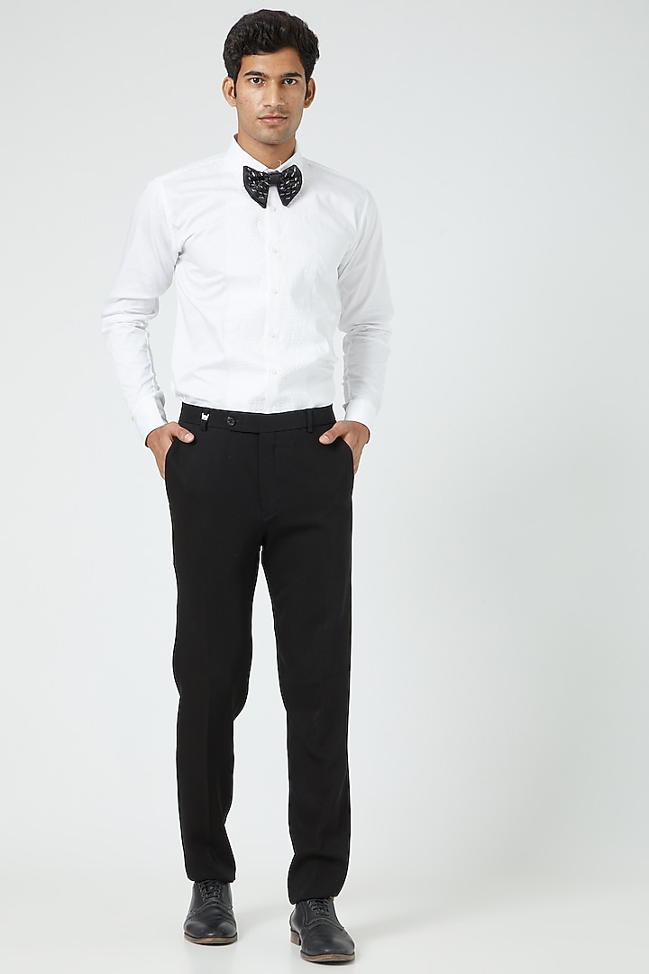 Navy Blue Embroidered Tuxedo Set by Soniya G Men at Pernia's Pop Up Shop