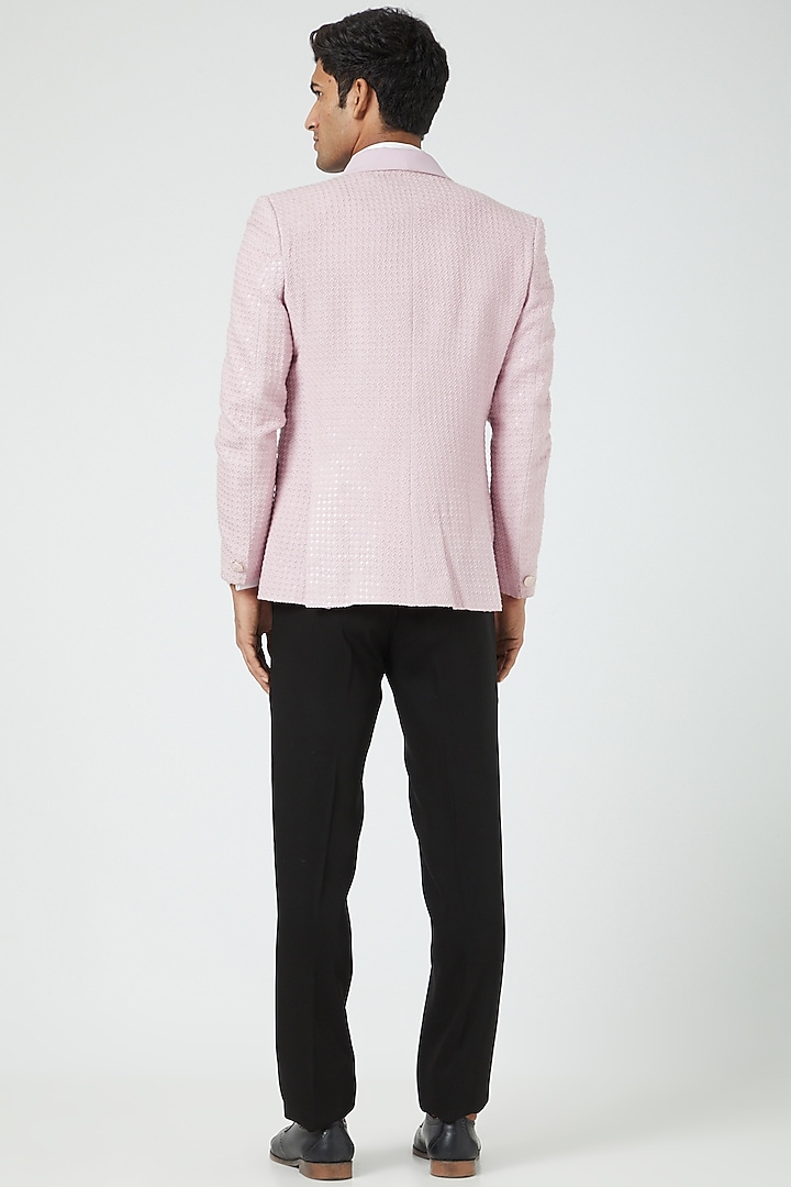 Blush Pink Silk Blend Tuxedo Set by Soniya G Men at Pernia's Pop Up Shop