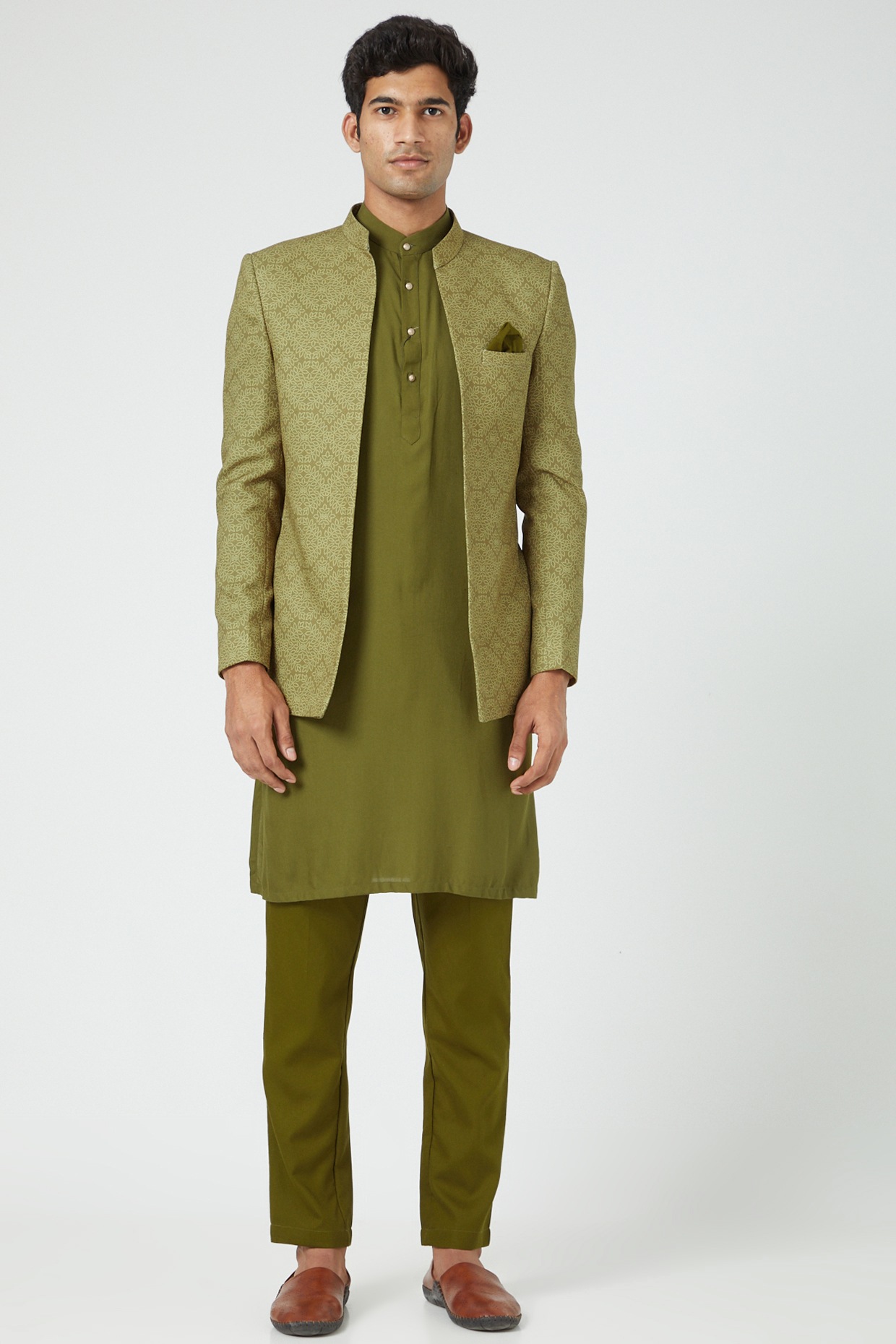 Jacket Set for Men - Buy Navy Blue Kurta set with Cherry Blossom Jacket  Online @ Twamev - Twamev