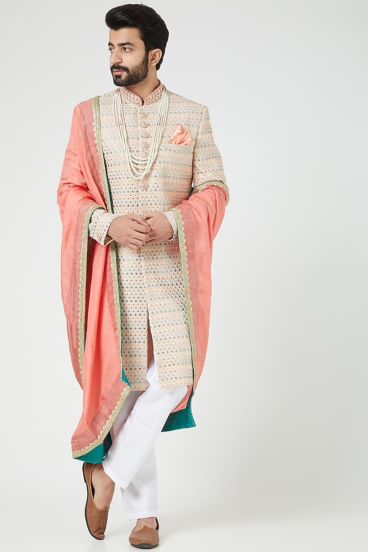Multi-Coloured Embroidered Sherwani Set by Soniya G Men