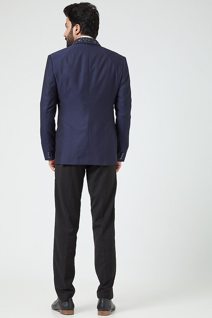 Royal Blue Embroidered Tuxedo Set by Soniya G Men at Pernia's Pop Up Shop