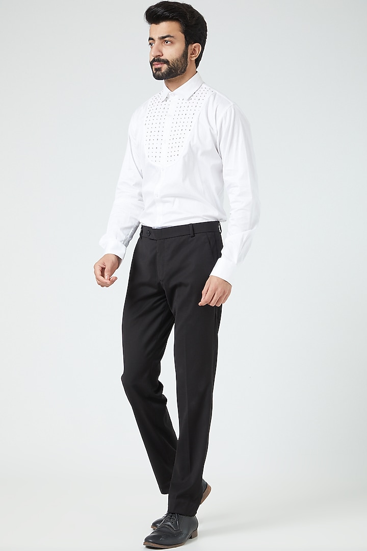 Black Wool Blend Tuxedo Set by Soniya G Men at Pernia's Pop Up Shop