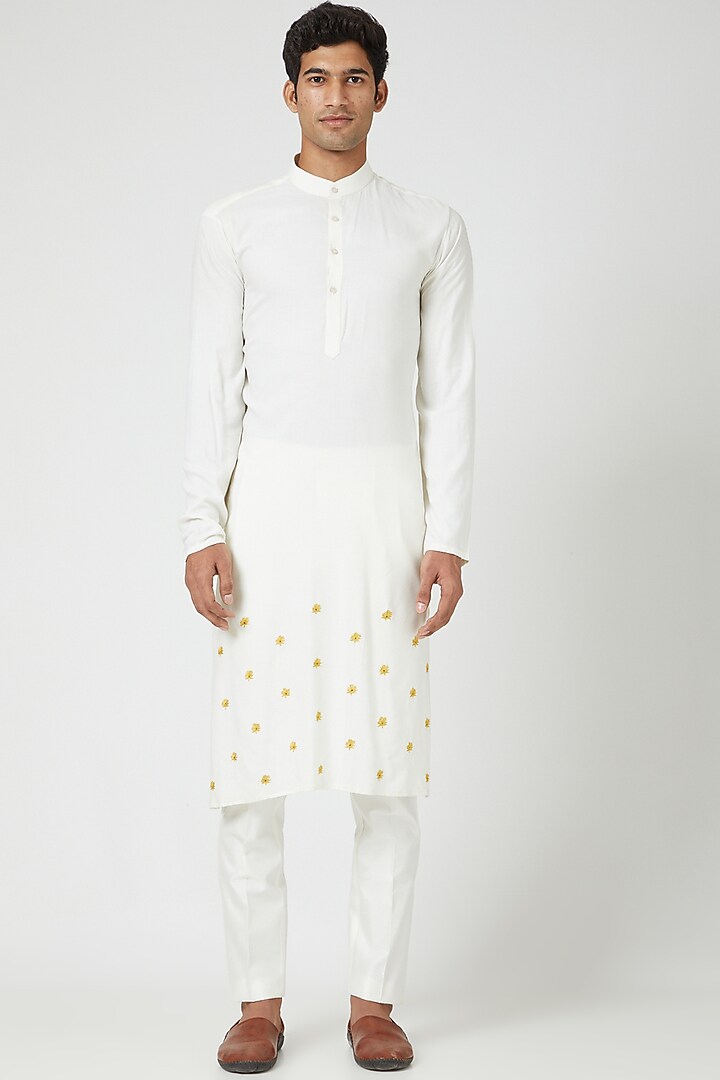 Mustard Embroidered Wedding Sherwani Set by Soniya G Men at Pernia's Pop Up Shop