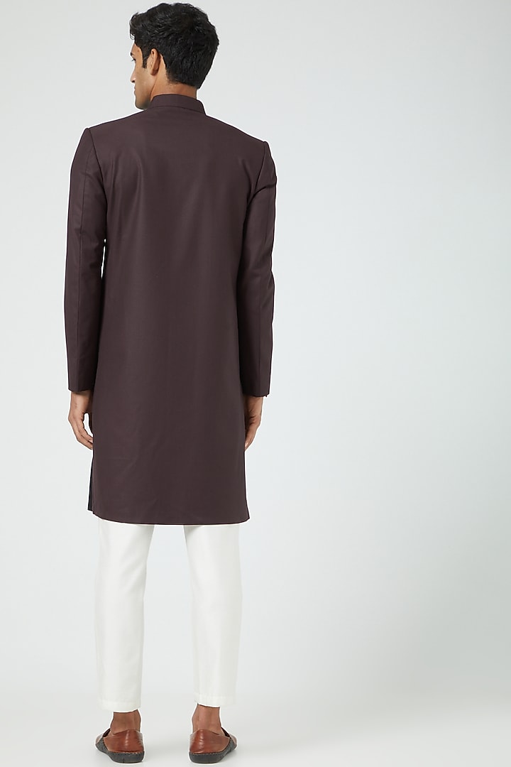 Wine Silk Blend Indo Western Set by Soniya G Men at Pernia's Pop Up Shop