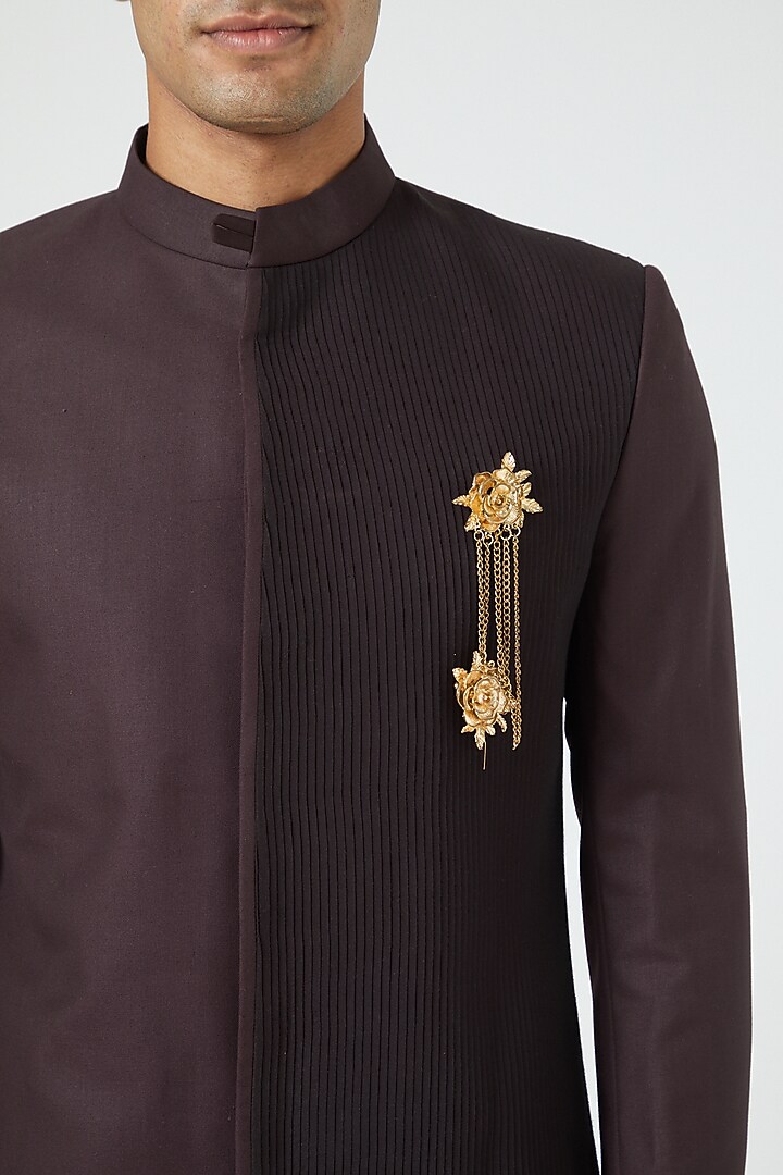Wine Silk Blend Indo Western Set by Soniya G Men at Pernia's Pop Up Shop