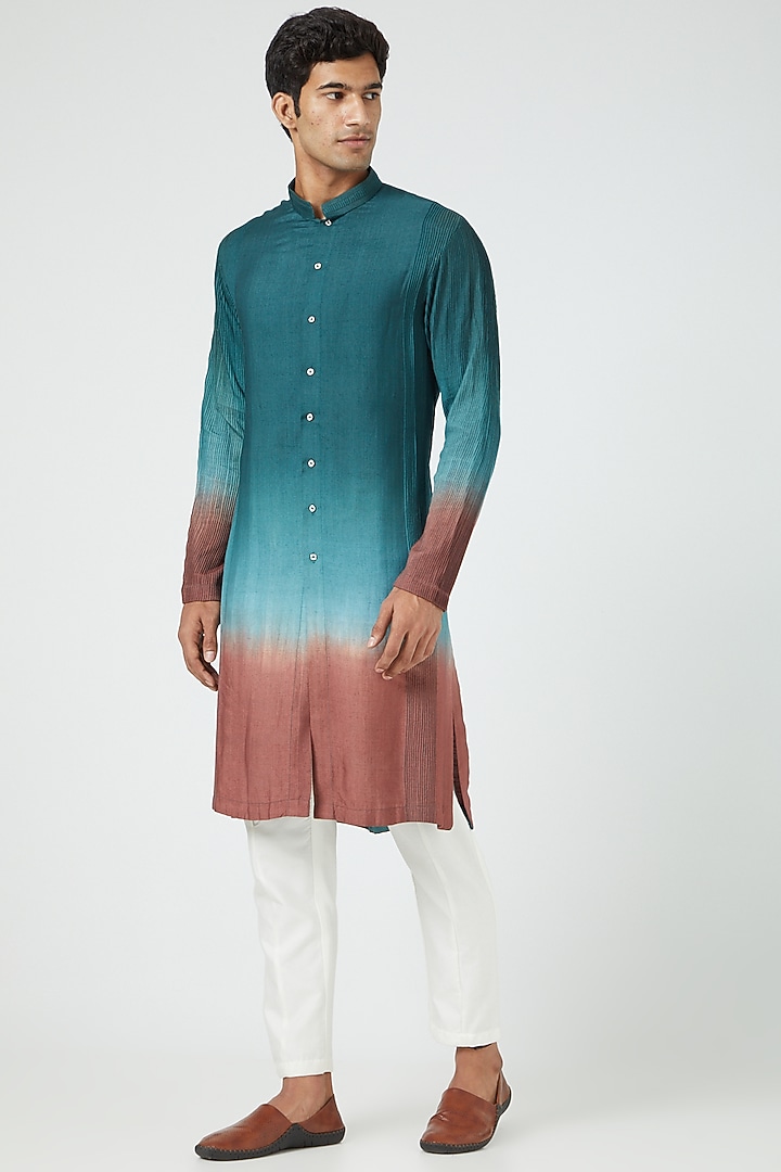 Multi-Colored Silk Blend Printed Bundi Jacket Set by Soniya G Men at Pernia's Pop Up Shop
