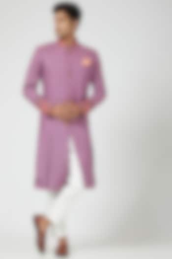 Lilac Silk Blend Embroidered Groom Sherwani Set by Soniya G Men at Pernia's Pop Up Shop