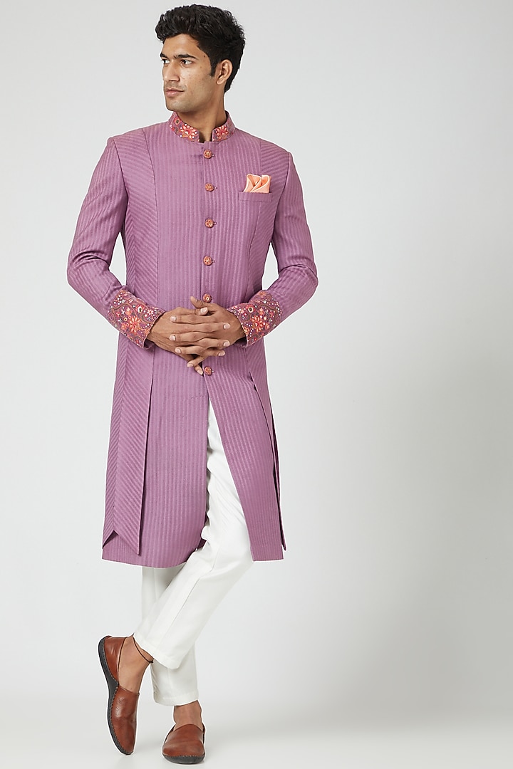 lilac sherwani