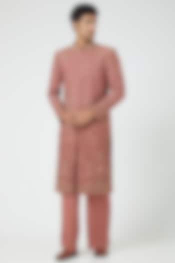 Taupe Pink Embroidered Groom Sherwani Set by Soniya G Men at Pernia's Pop Up Shop