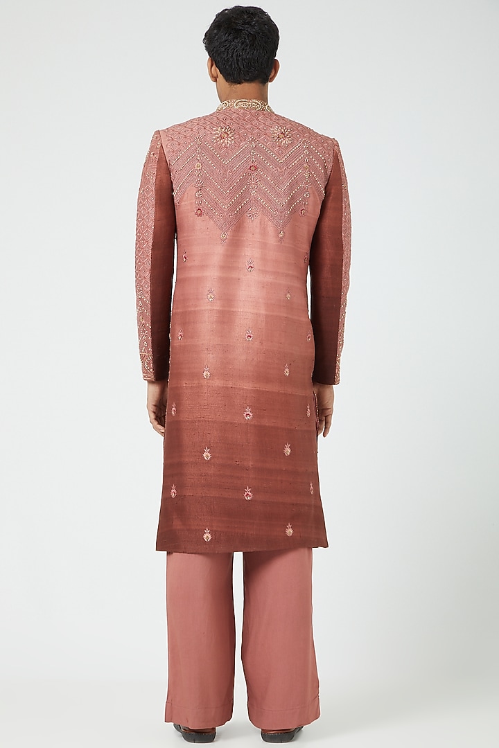 Taupe Pink Embroidered Groom Sherwani Set by Soniya G Men at Pernia's Pop Up Shop