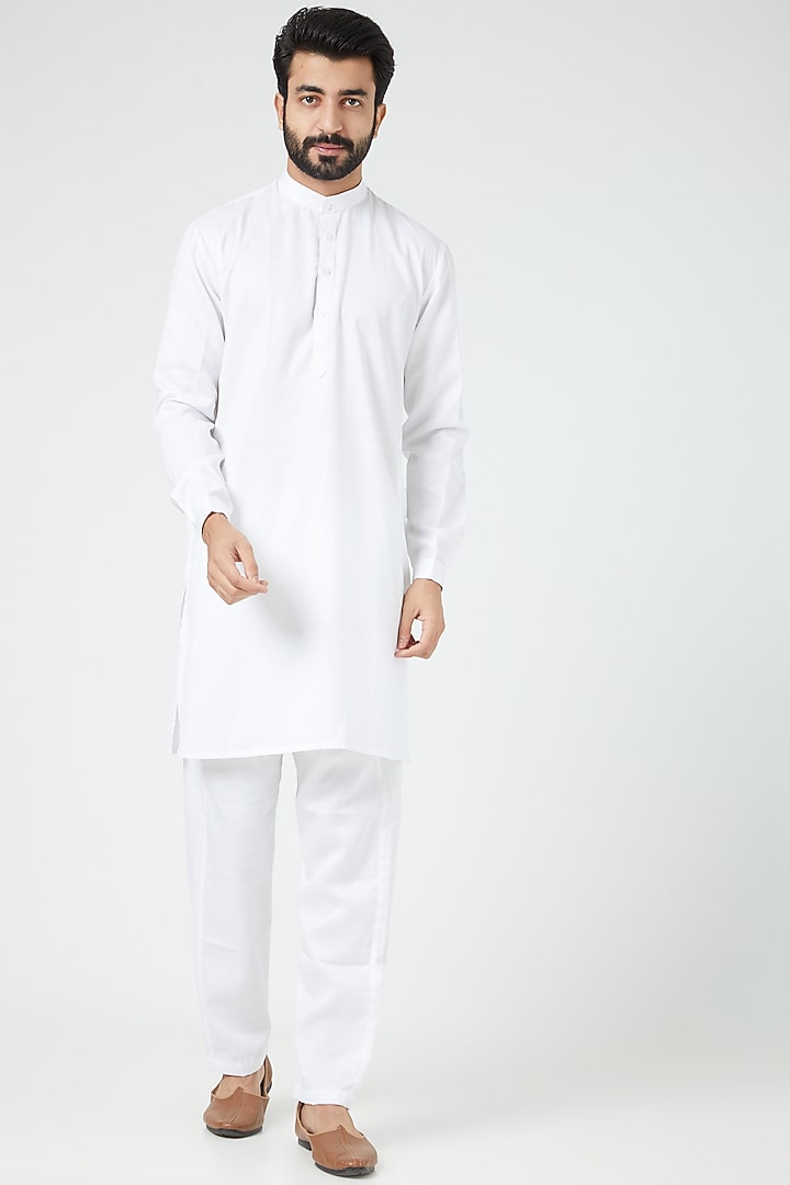 Cream Silk Bundi Jacket Set by Soniya G Men at Pernia's Pop Up Shop