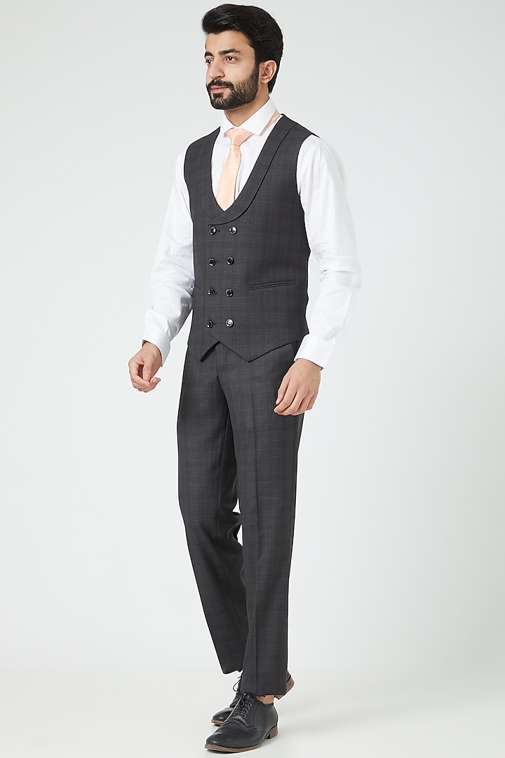 Steel Grey Wool Blend Blazer Set by Soniya G Men at Pernia's Pop Up Shop