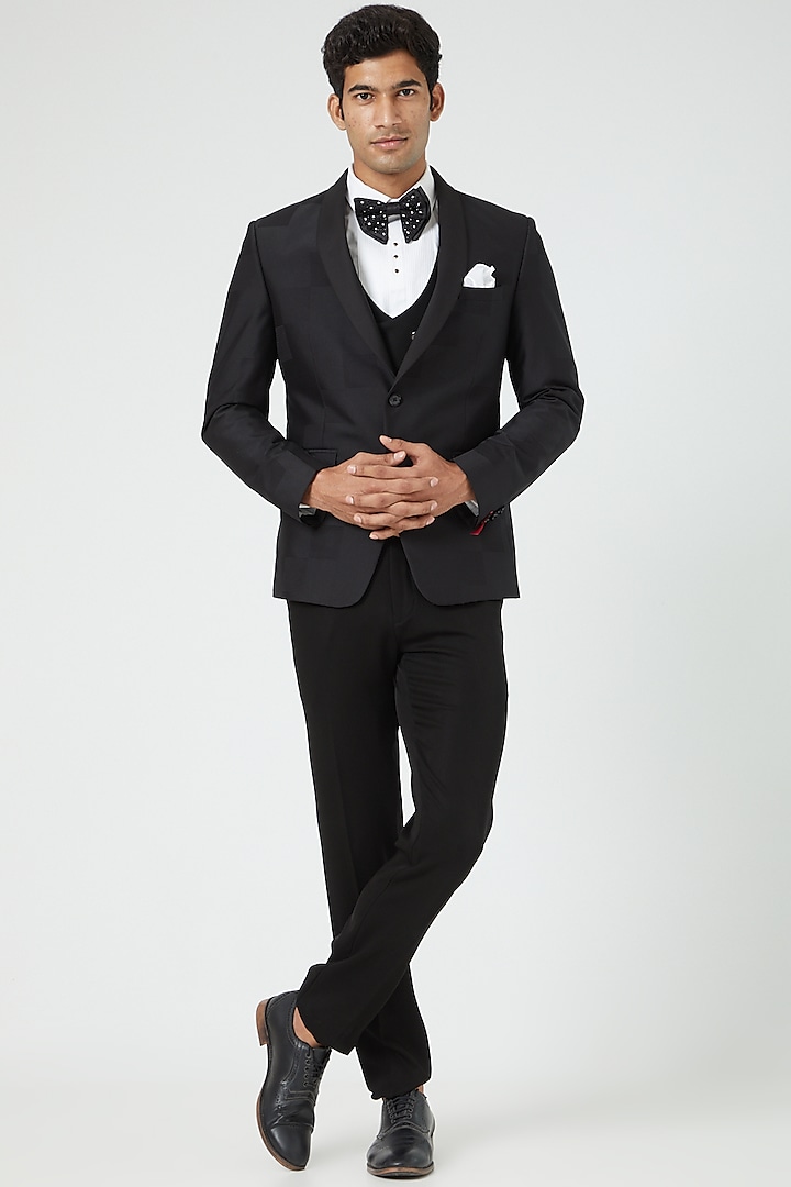 Black Suiting Tuxedo Set by Soniya G Men at Pernia's Pop Up Shop