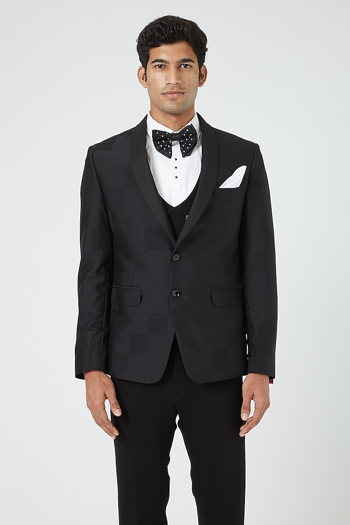 Black Suiting Tuxedo Set by Soniya G Men at Pernia's Pop Up Shop