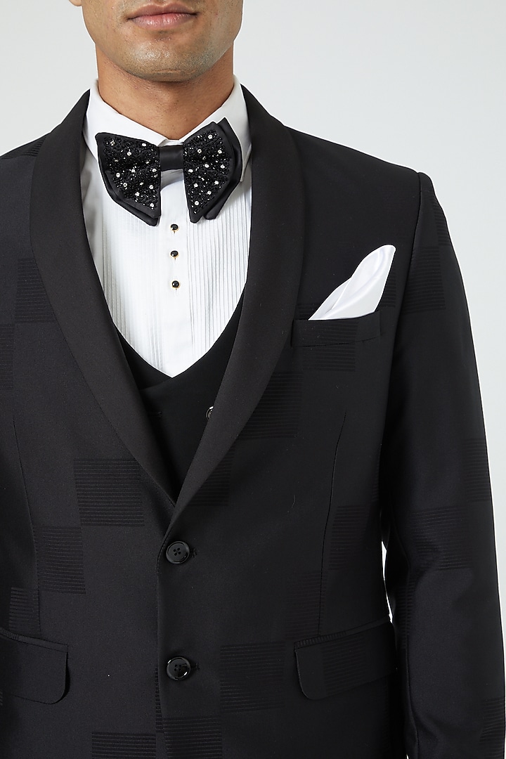 Black Suiting Tuxedo Set by Soniya G Men at Pernia's Pop Up Shop