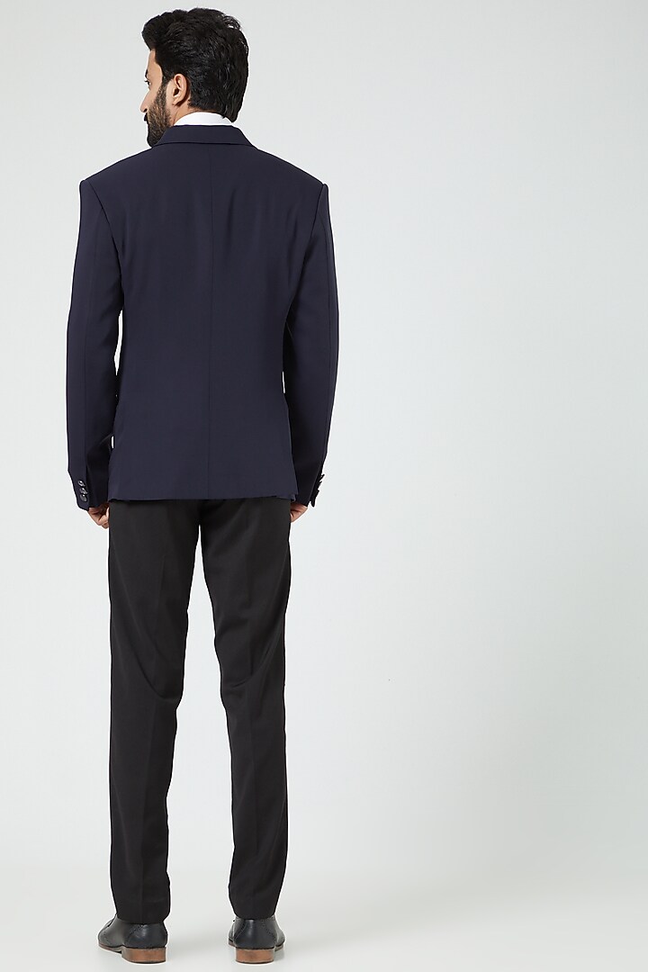 Navy Blue Embroidered Tuxedo Set by Soniya G Men at Pernia's Pop Up Shop