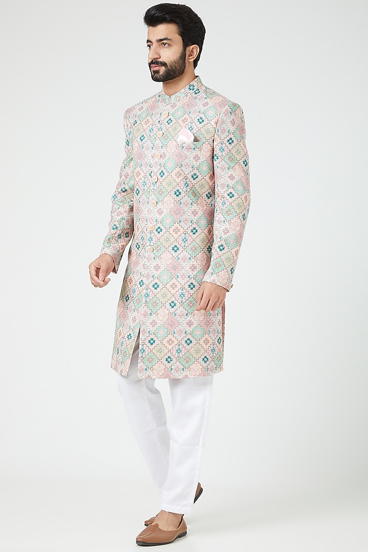 Multi-Coloured Embroidered Sherwani Set by Soniya G Men