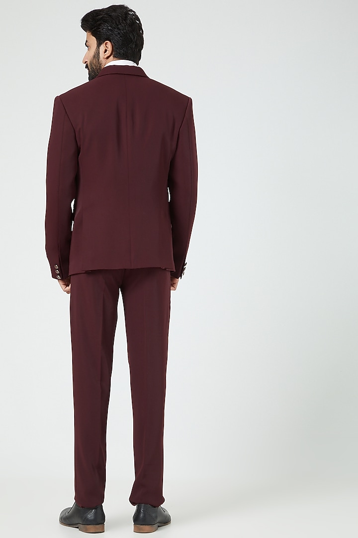 Wine Embroidered Tuxedo Set by Soniya G Men at Pernia's Pop Up Shop