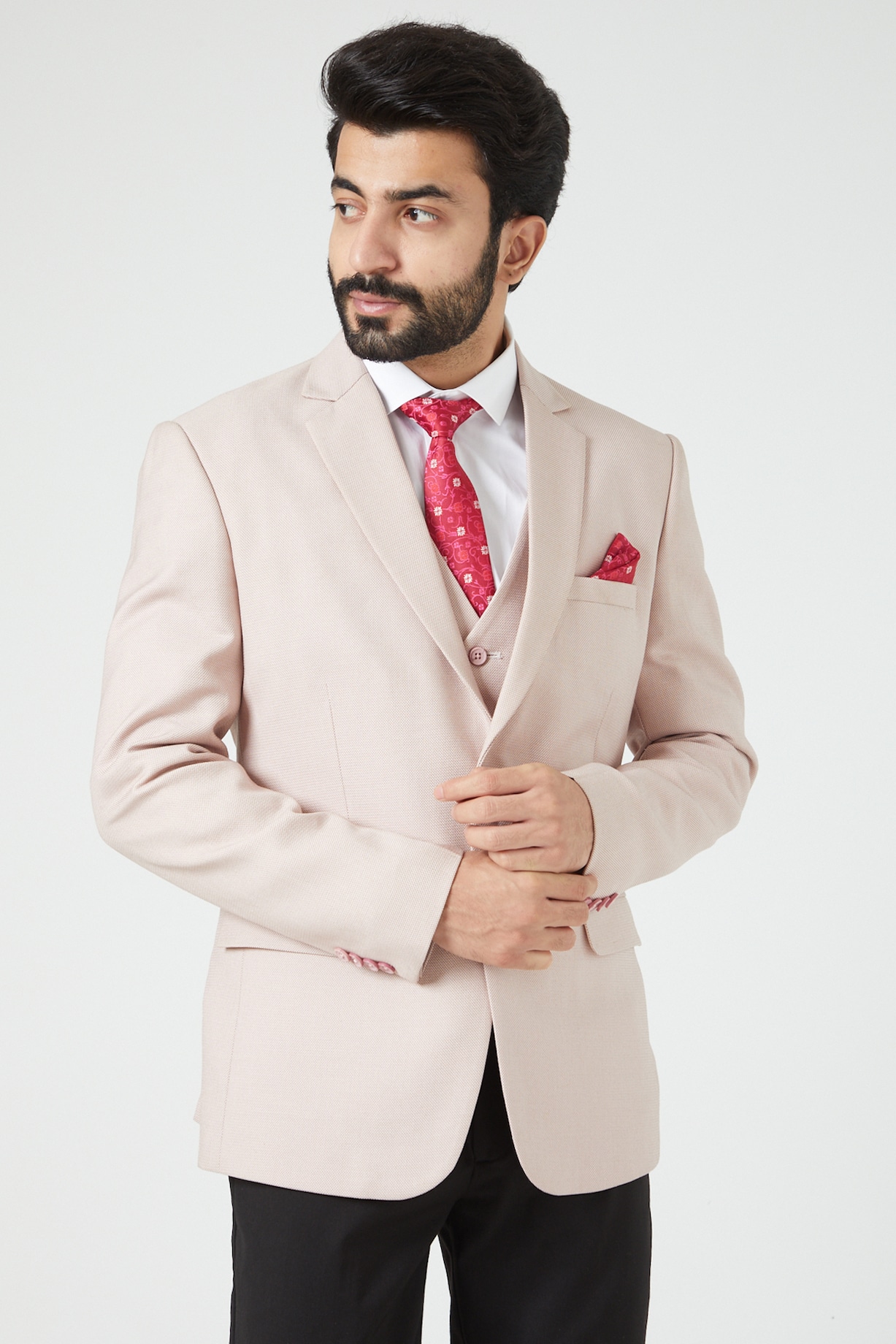 Buy Pink Blazer In Woolen Fabric by Designer SONIYA.G Men Online
