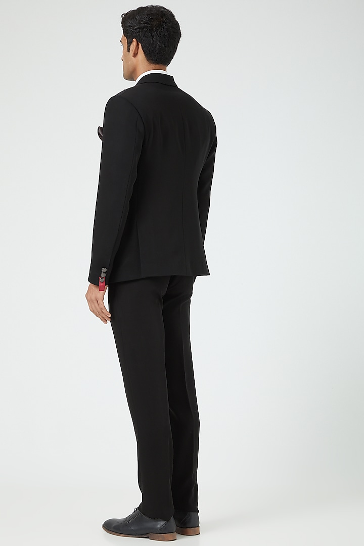 Black Tuxedo Set with Embroidery by Soniya G Men at Pernia's Pop Up Shop
