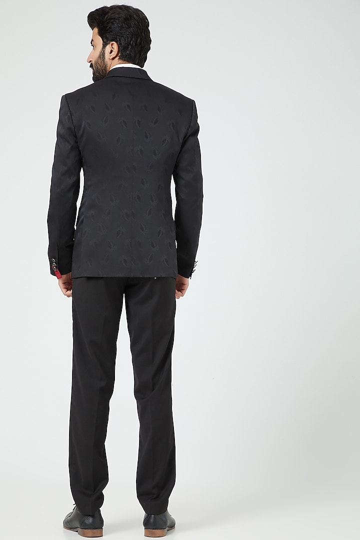 Black Woolen Tuxedo Set by Soniya G Men at Pernia's Pop Up Shop