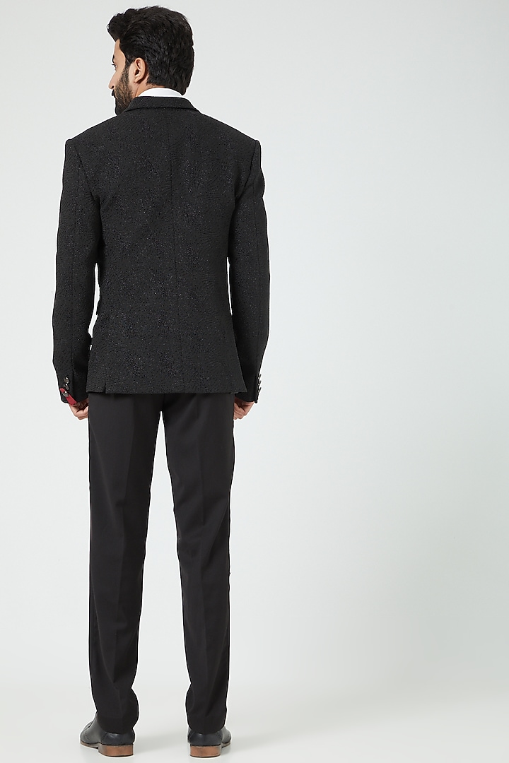 Black Embroidered Blazer Set by Soniya G Men at Pernia's Pop Up Shop