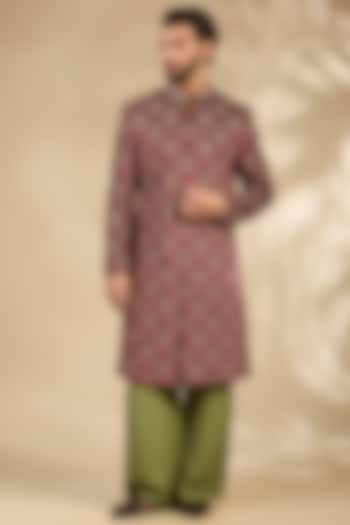 Multi-Colored Raw Silk Groom Sherwani Set by Soniya G Men at Pernia's Pop Up Shop