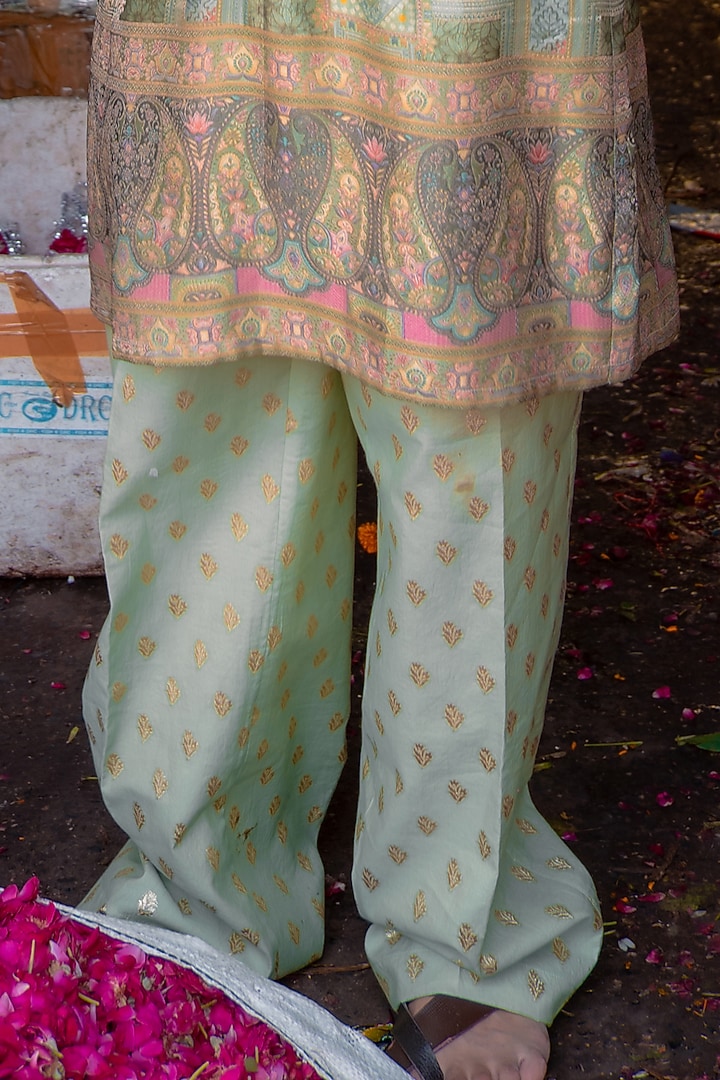 Sage Green Banarasi Silk Embellished Jodhpuri Set by Soniya G Men at Pernia's Pop Up Shop