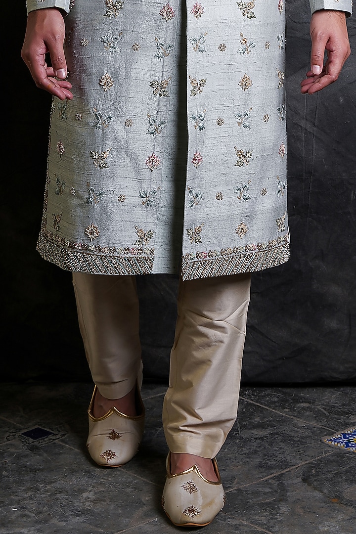 Powder Blue Embellished Groom Sherwani Set by Soniya G Men at Pernia's Pop Up Shop