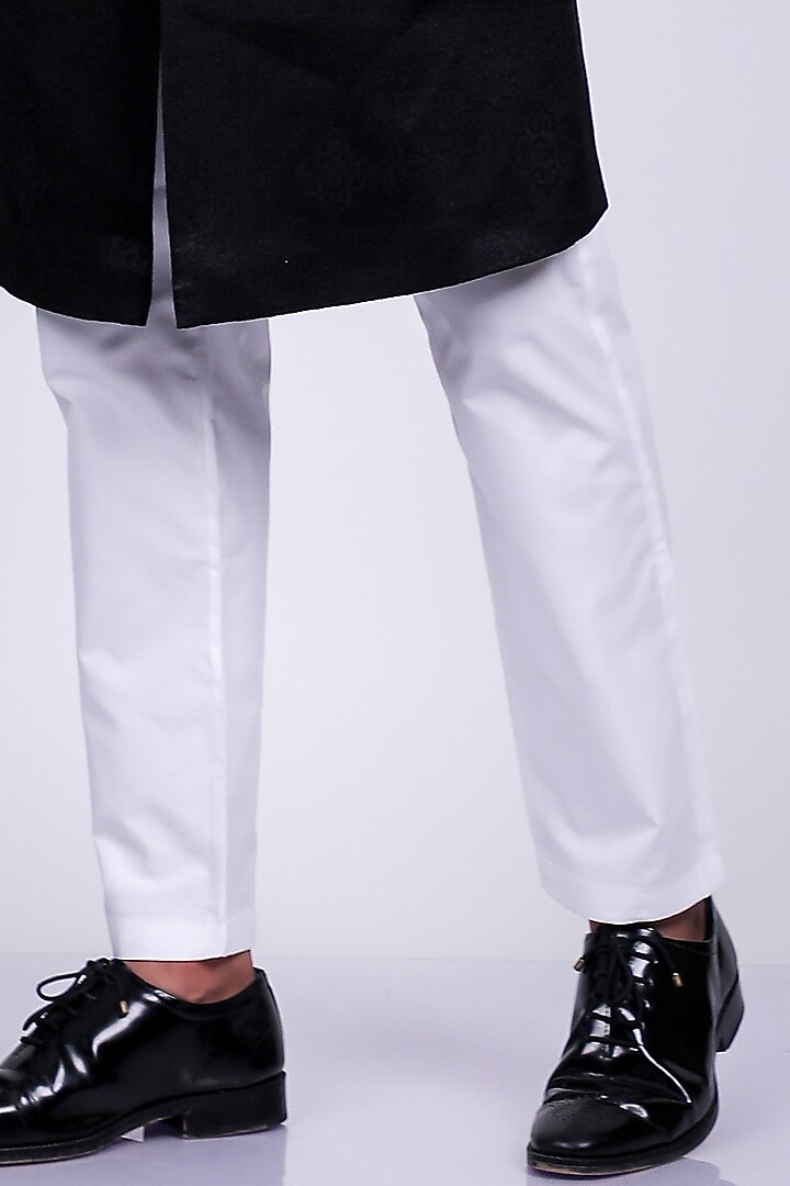 Black Italian Crepe Wedding Sherwani Set by Soniya G Men at Pernia's Pop Up Shop