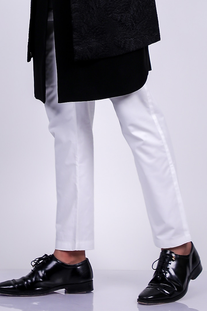 Black Italian Crepe Wedding Indowestern Set by Soniya G Men at Pernia's Pop Up Shop