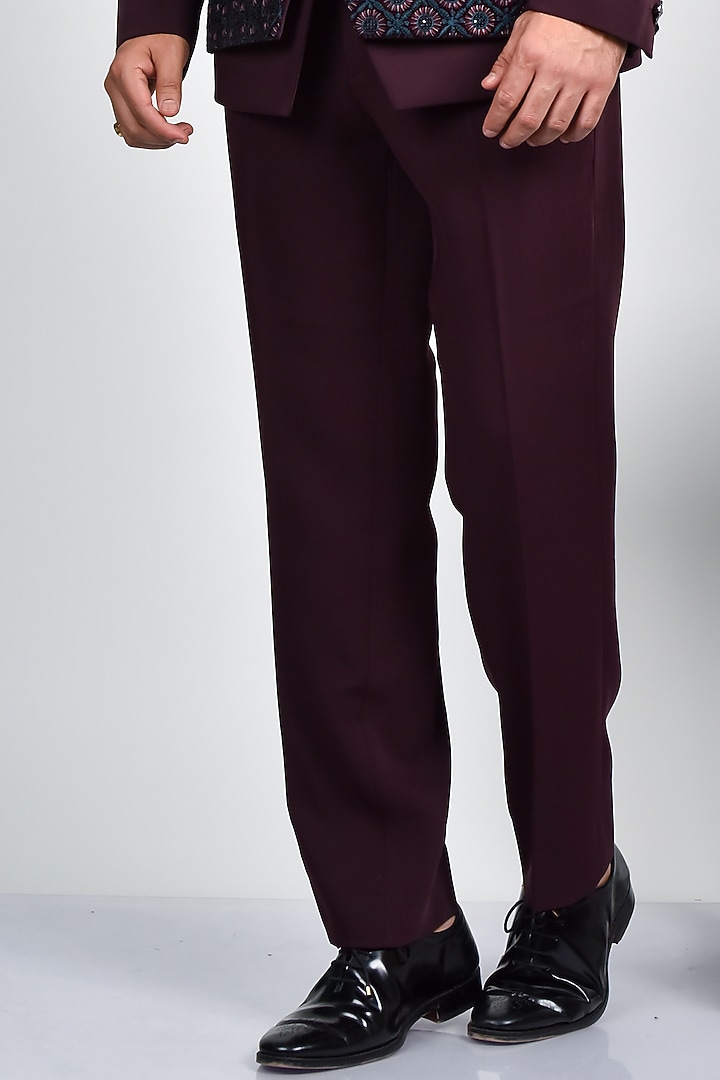 Wine Terry Rayon Jodhpuri Jacket Set by Soniya G Men at Pernia's Pop Up Shop