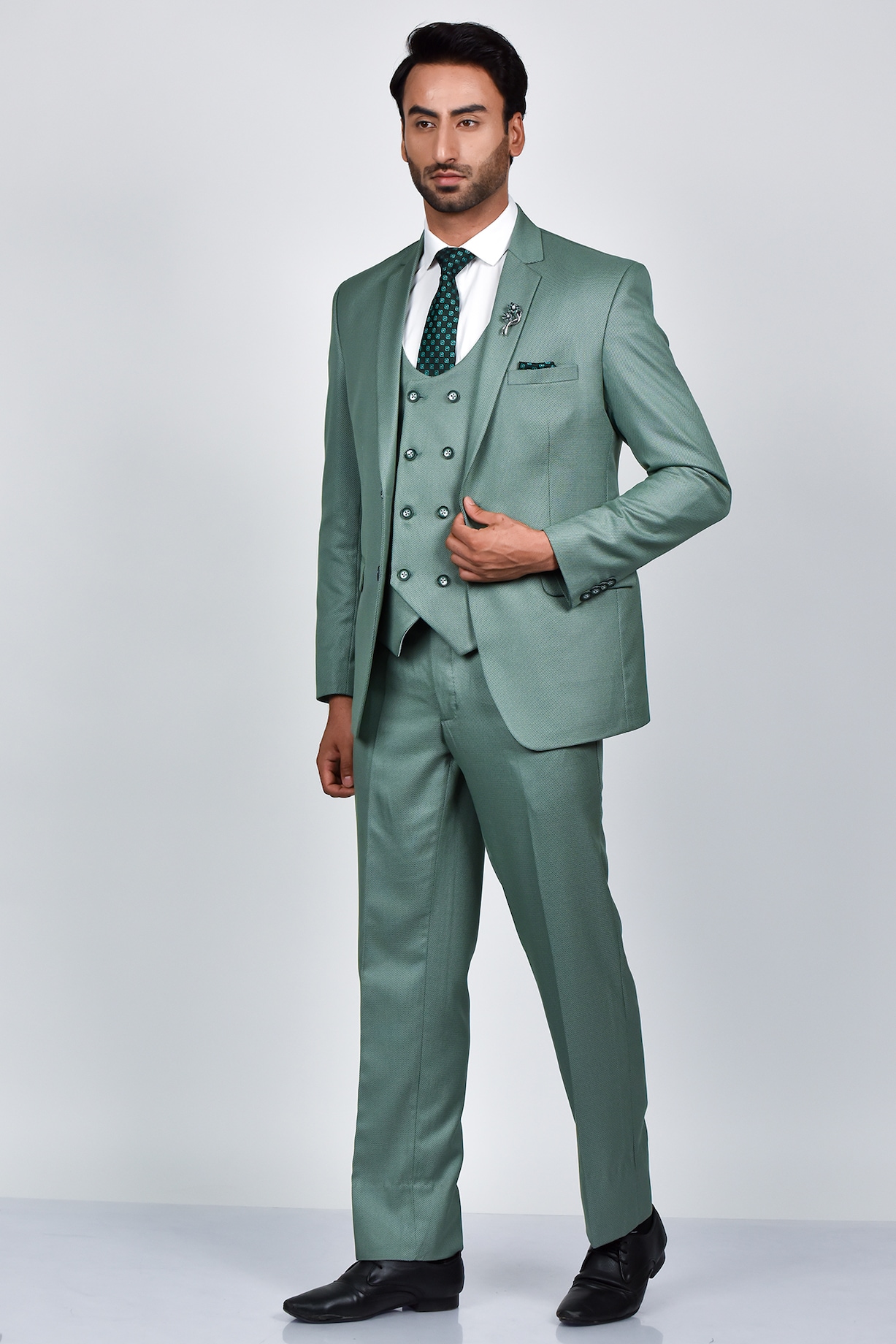 Pista Green Terry Rayon Blazer Set Design by Soniya G Men at Pernia's Pop  Up Shop 2024