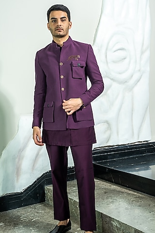 Purple Corduroy Jacket Set by Soniya G Men at Pernia's Pop Up Shop
