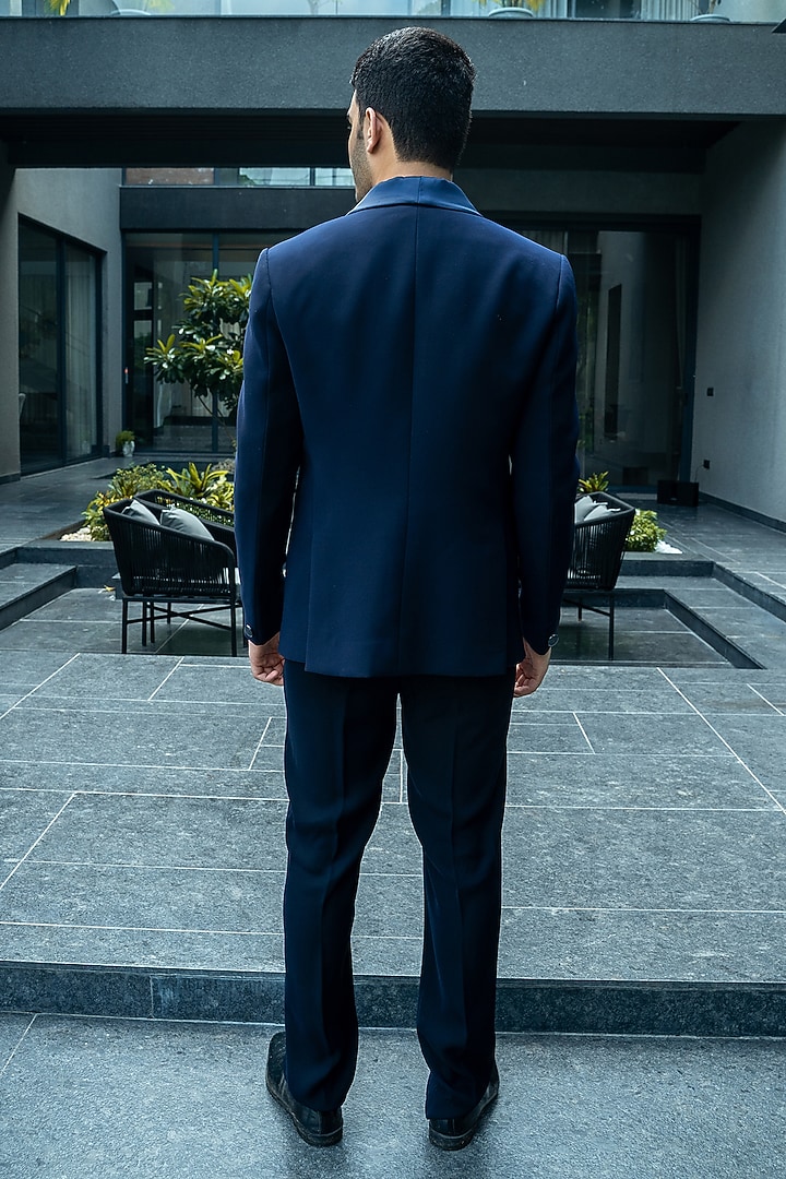 Italian Blue Italian Silk Handwork Tuxedo Set by Soniya G Men at Pernia's Pop Up Shop