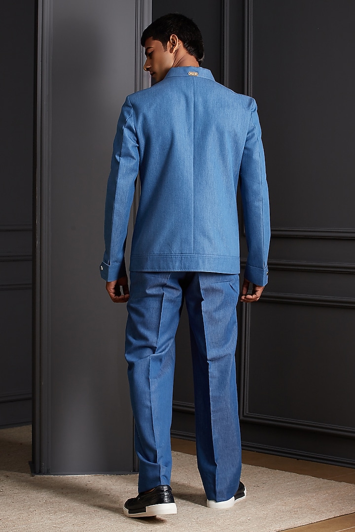 Royal Blue Denim Co-Ord Set by Soniya G Men at Pernia's Pop Up Shop