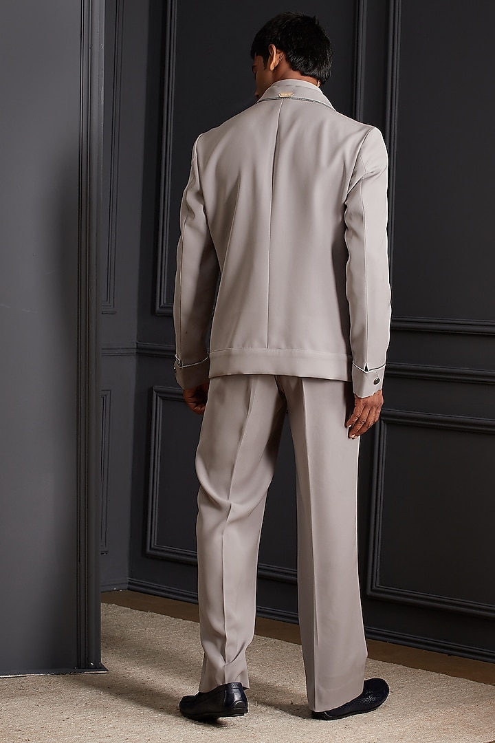 Mouse-Grey Suiting Japanese Fabric Co-Ord Set by Soniya G Men at Pernia's Pop Up Shop