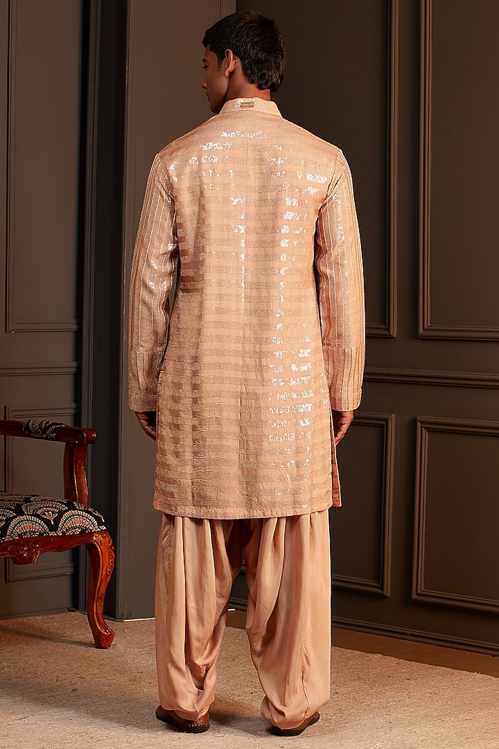 Gold Sequins Silk Kurta Set by Soniya G Men at Pernia's Pop Up Shop