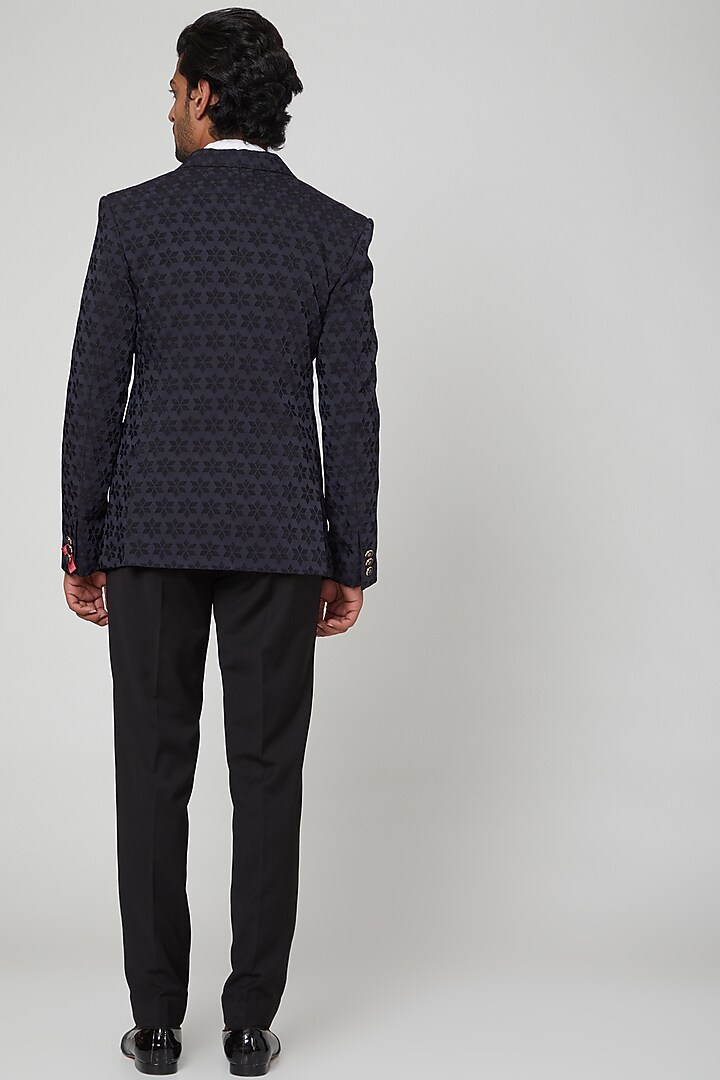 Violet Blue Printed Tuxedo by Soniya G Men at Pernia's Pop Up Shop