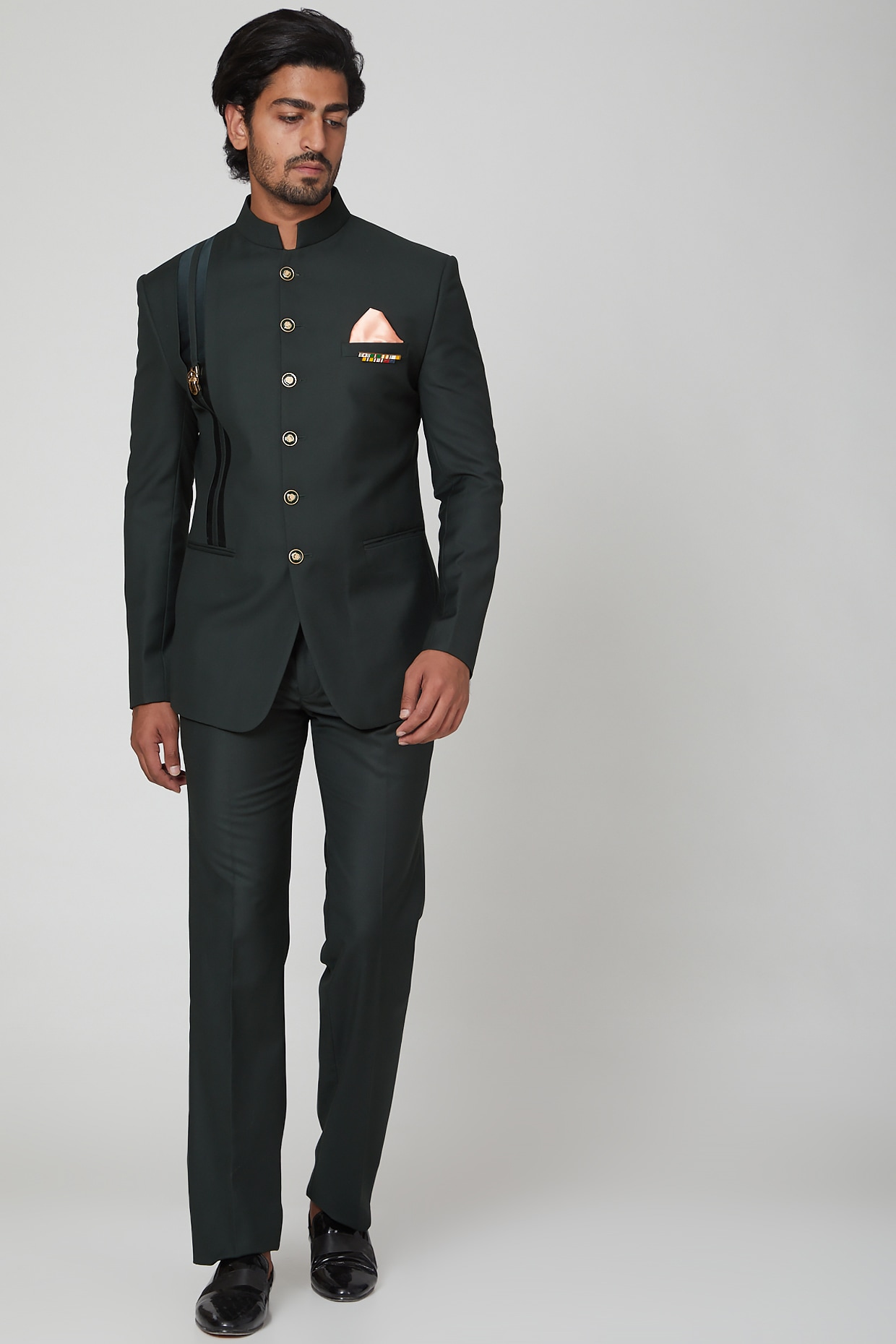 Navy Blue Jodhpuri Jacket Set In Cotton Satin Design by MR. SHAH LABEL at  Pernia's Pop Up Shop 2024