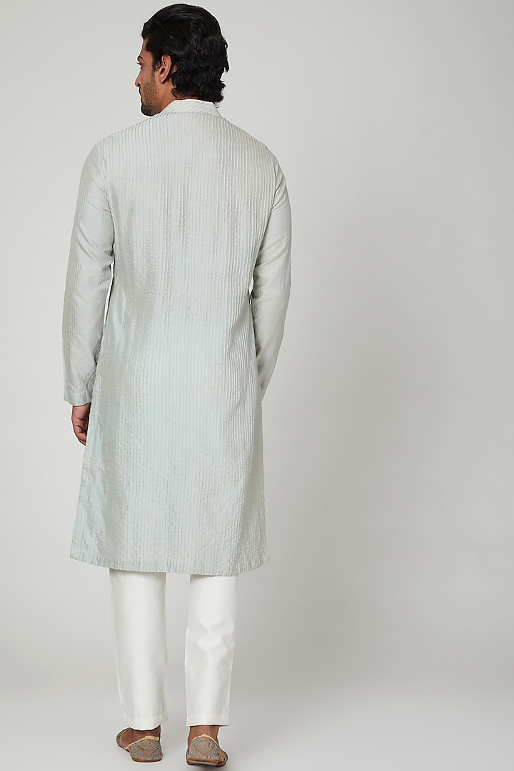 Duckegg Blue Pleated Straight Kurta Set by Soniya G Men at Pernia's Pop Up Shop