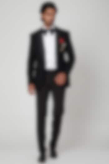 Black Embroidered Tuxedo Set by Soniya G Men at Pernia's Pop Up Shop